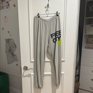 Freecity Gray Joggers with Black and Neon Yellow Accents